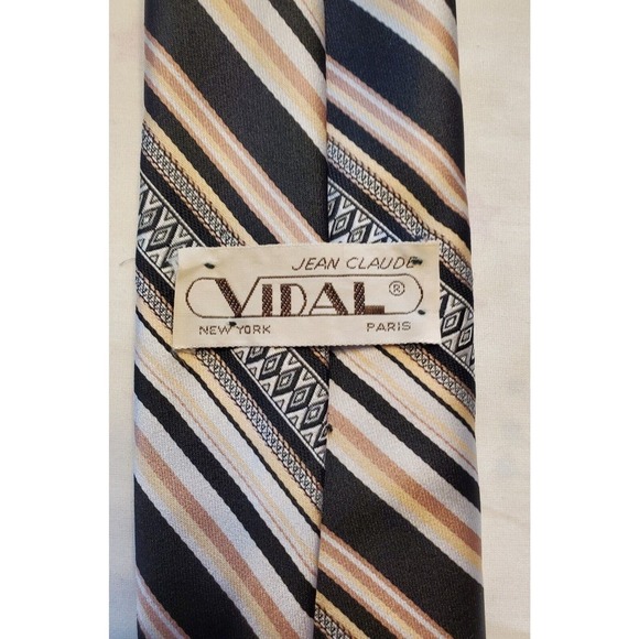 Jean Claude Vidal Multicolored And Patterned Vintage Necktie Paris New York - Picture 2 of 3